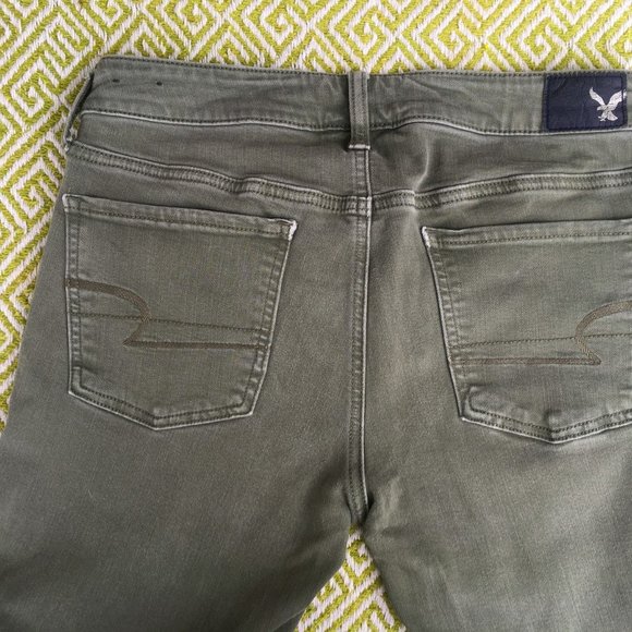 Green Super Low American Eagle Jeggings - Picture 4 of 5